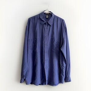Vintage Size Large Men's Silk Shirt Size Large Blue Retro